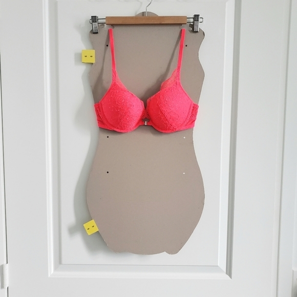 La Senza Bright Orange-Pink Lace Bra - Size 34B - Picture 3 of 5